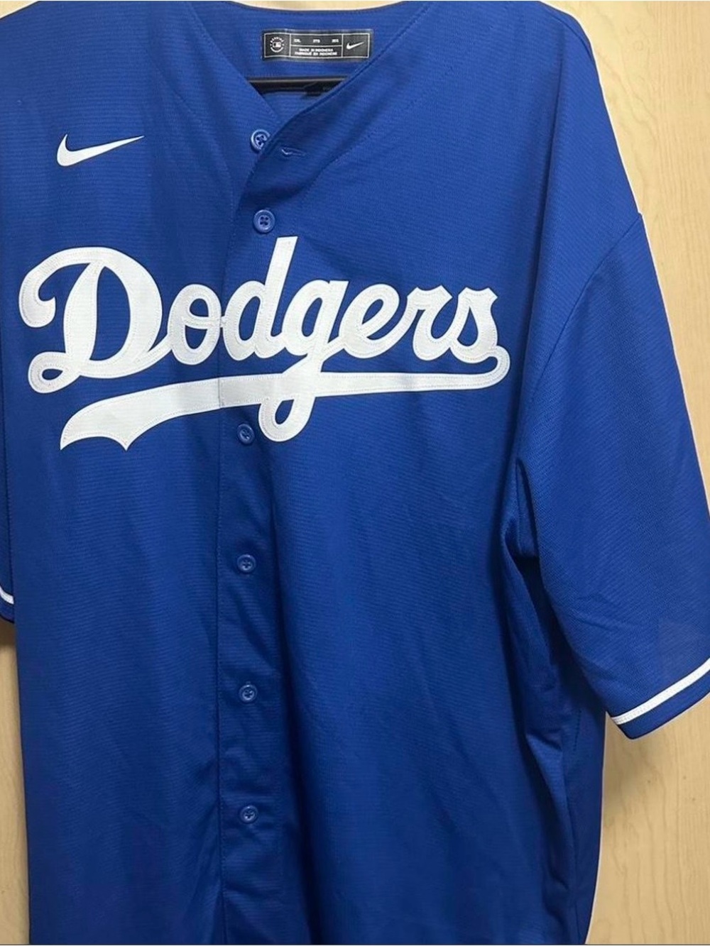 Nike Dodgers Blue Baseball Jersey with White Script (Betts)